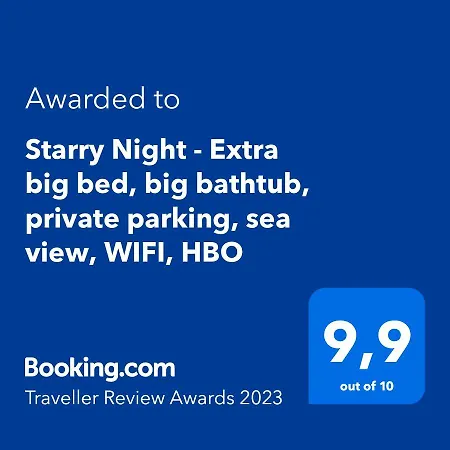 Starry Night - Smart Tv, Extra Big Bed, Big Bathtub, Private Parking, Sea View, Wifi, 2bedrooms Apartament *